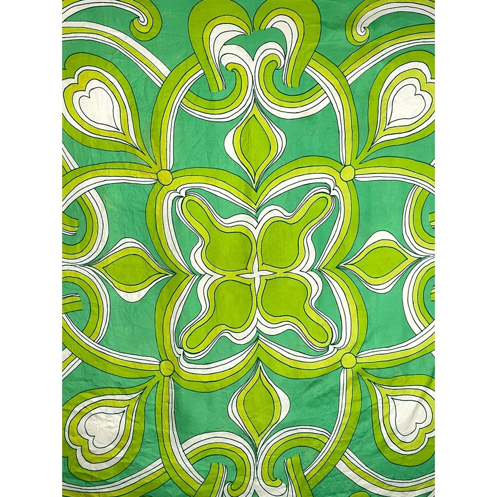 Vera Neumann Vintage Silk Scarf Green Psychedelic Swirl Gold-Piece Collection - Picture 8 of 12
